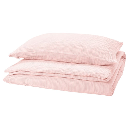 SCHERSMIN - Duvet cover and pillowcase, pale pink, 150x200/50x80 cm