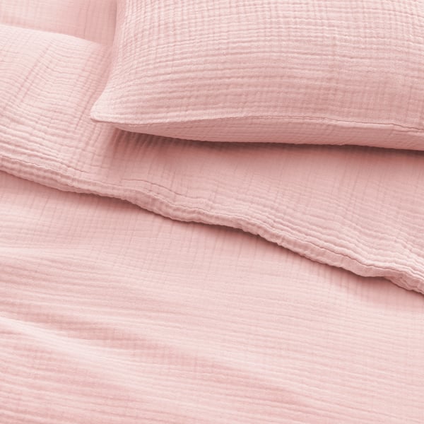 SCHERSMIN duvet cover and pillowcase, pale pink, 150x200/50x80 cm