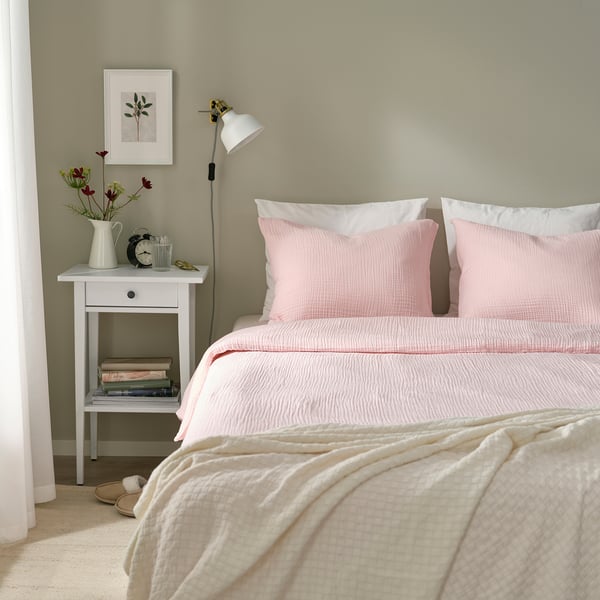 SCHERSMIN duvet cover and pillowcase, pale pink, 150x200/50x80 cm