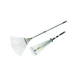ADJUSTABLE HASSO 15-TEETH GALVANISED METAL LEAF BROOM WITH TELESCOPIC HANDLE 126 CM