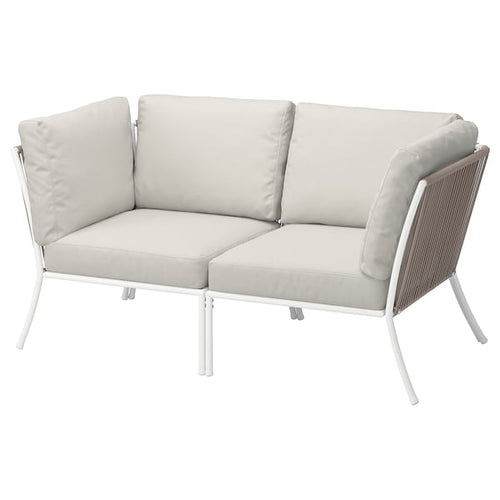 SEGERÖN 2-seat sofa, outdoor, white/beige/Frösön/Duvholmen beige, 152x76x76 cm