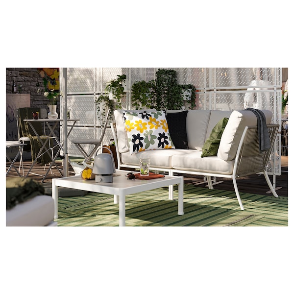 SEGERÖN - 2-seater outdoor sofa, white/beige/Frösön/Duvholmen beige ,