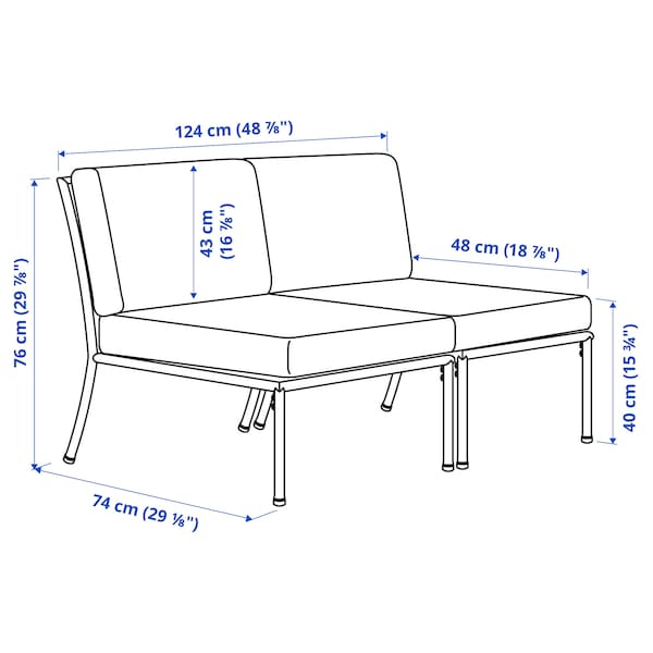 SEGERÖN - 2-seater outdoor sofa, white/beige/Frösön/Duvholmen beige ,