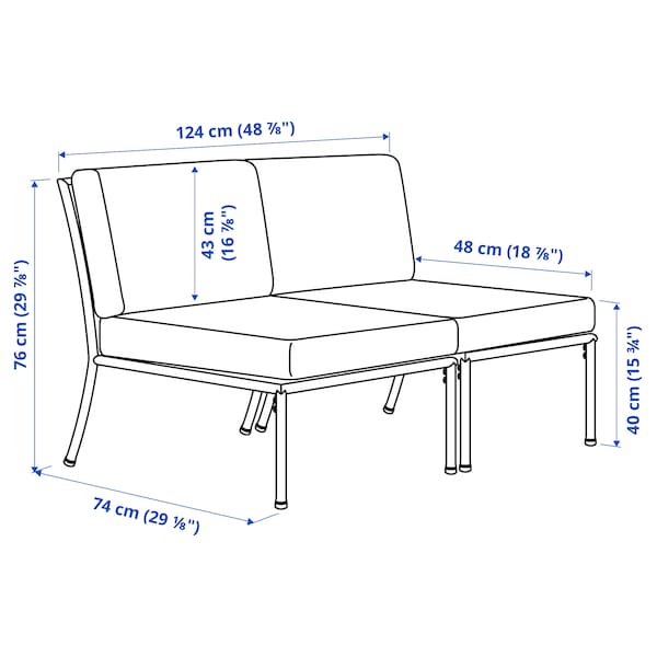 Ikea SEGERÖN - 2-seater outdoor sofa, white/beige/Frösön/Duvholmen beige