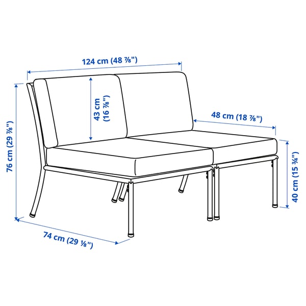 SEGERÖN 2-seat sofa, outdoor, white/beige/Frösön/Duvholmen beige, 124x76x76 cm