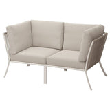 SEGERÖN 2-seat sofa, outdoor, white/beige/Frösön/Duvholmen beige, 152x76x76 cm
