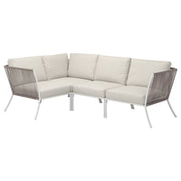 SEGERÖN corner sofa, 3-seat, outdoor white/beige/Frösön/Duvholmen beige, 214 cm