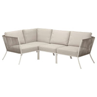 SEGERÖN corner sofa, 3-seat, outdoor white/beige/Frösön/Duvholmen beige, 214 cm