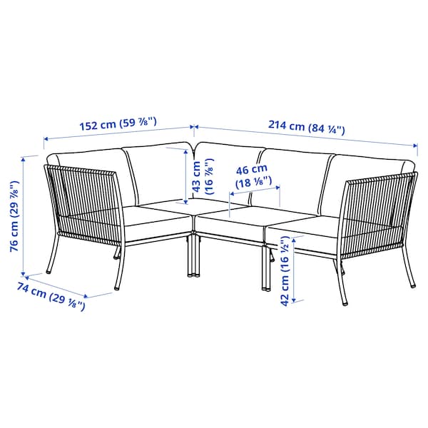 SEGERÖN - 3-seater corner sofa, outdoor white/beige/Järpön/Duvholmen white ,