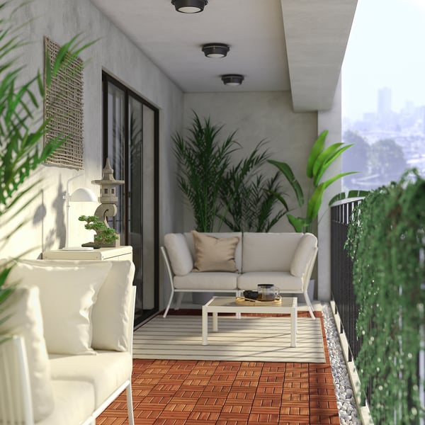SEGERÖN corner section with cushion, outdoor white/beige/Frösön/Duvholmen beige, 76x76x76 cm