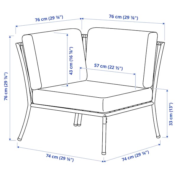 SEGERÖN - Corner element with cushion, outdoor white/beige/Frösön/Duvholmen beige ,