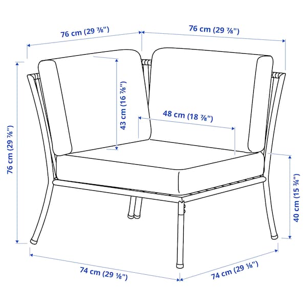 Ikea SEGERÖN - Elemento angolare con cuscino, da esterno bianco/beige/Frösön/Duvholmen beige