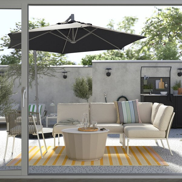 SEGERÖN / LÅGASKÄR 3-seat conversation set, outdoor white/beige/Frösön/Duvholmen beige, 186x76x124 cm