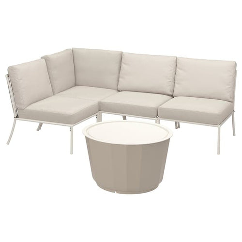 SEGERÖN / LÅGASKÄR 3-seat conversation set, outdoor white/beige/Frösön/Duvholmen beige, 186x76x124 cm