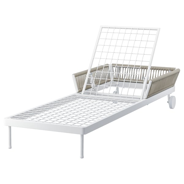 SEGERÖN sun lounger, white/beige, 205x72 cm