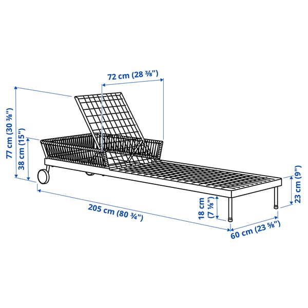 SEGERÖN sun lounger, white/beige, 205x72 cm