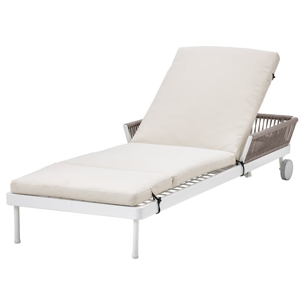 SEGERÖN sun lounger, outdoor white/beige/Frösön/Duvholmen beige, 84x73x79 cm