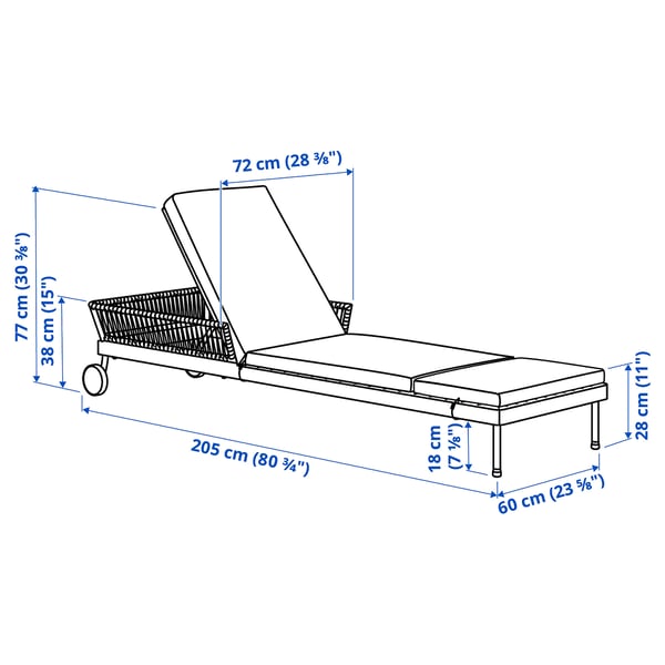 SEGERÖN sun lounger, outdoor white/beige/Frösön/Duvholmen beige, 84x73x79 cm