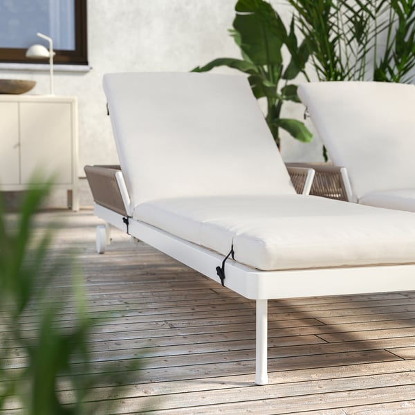 SEGERÖN - Lounger, outdoor white/beige/Frösön/Duvholmen beige ,