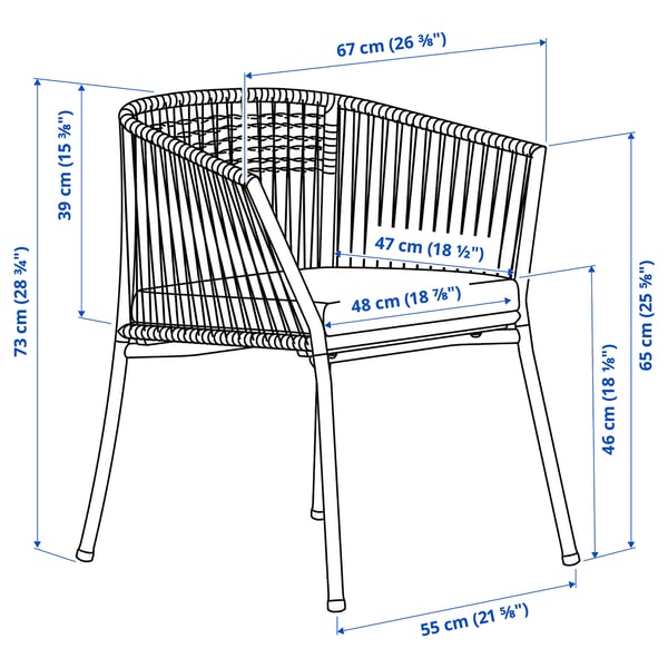 SEGERÖN - Garden chair with armrests, white/beige/Frösön/Duvholmen beige ,