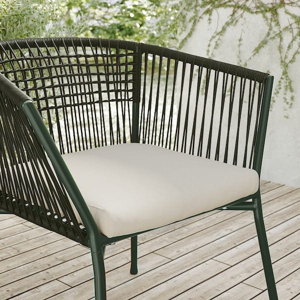 Ikea SEGERÖN - Garden chair with armrests, dark green/Frösön/Duvholmen beige ,