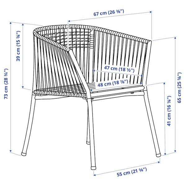 SEGERÖN chair with armrests, outdoor, dark green, 67x73x63 cm