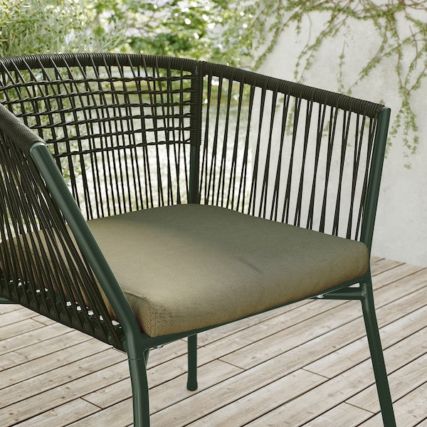 SEGERÖN - Chair with armrests, outdoor, dark green