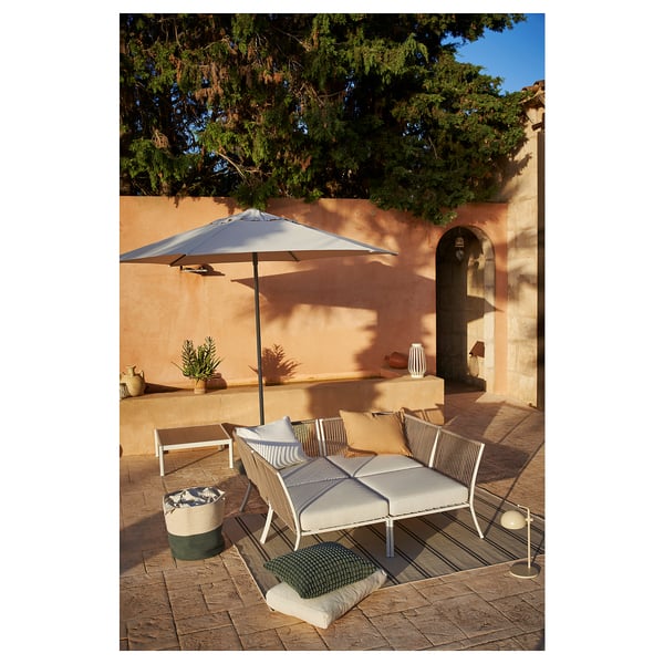 SEGERÖN corner section, outdoor, white/beige, 76x69x76 cm