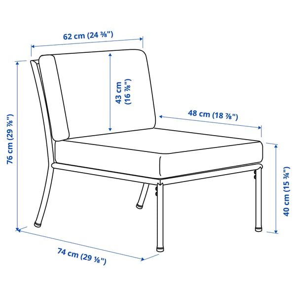SEGERÖN seat sec for modular sofa, outdoor, white/beige/Frösön/Duvholmen beige, 62x76x76 cm