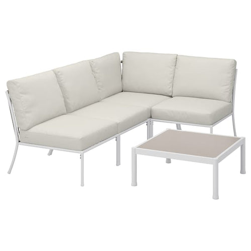 SEGERÖN 3-seat conversation set, outdoor white/beige/Frösön/Duvholmen beige, 200x76x138 cm