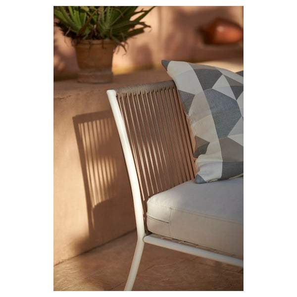 SEGERÖN 3-seat conversation set, outdoor white/beige/Frösön/Duvholmen beige, 200x76x138 cm