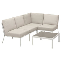 SEGERÖN 3-seat conversation set, outdoor white/beige/Frösön/Duvholmen beige, 186x76x124 cm