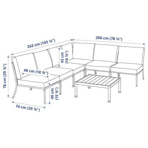 Ikea SEGERÖN - Garden furniture set, 5 places, white/beige/Frösön/Duvholmen beige