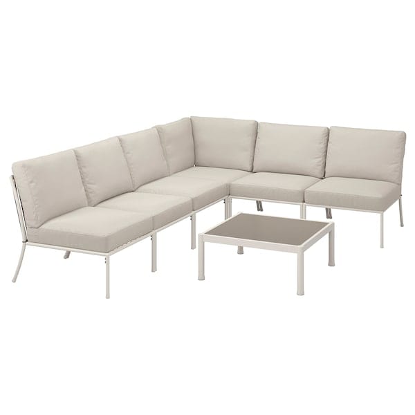 Ikea SEGERÖN - Garden furniture set, 5 places, white/beige/Frösön/Duvholmen beige