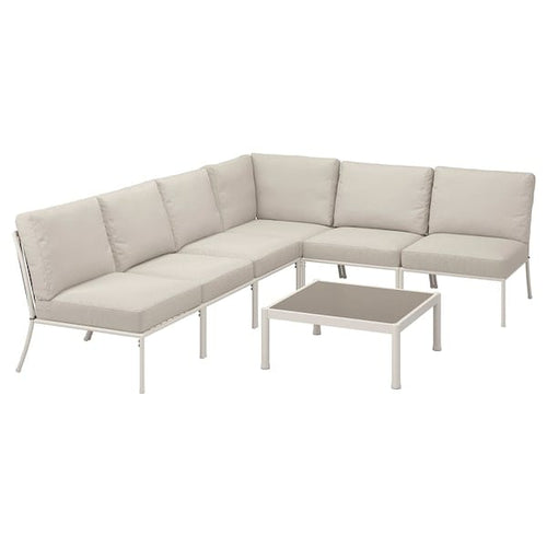 SEGERÖN - Garden furniture set, 5 places, white/beige/Frösön/Duvholmen beige