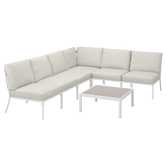 Ikea SEGERÖN - Garden furniture set, 5 places, outdoor white/Frösön/Duvholmen beige