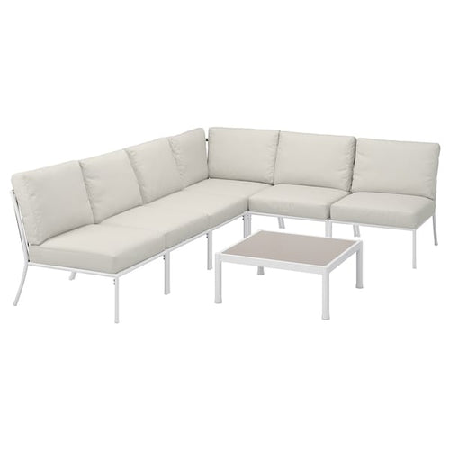 SEGERÖN - Garden furniture set, 5 places, outdoor white/Frösön/Duvholmen beige