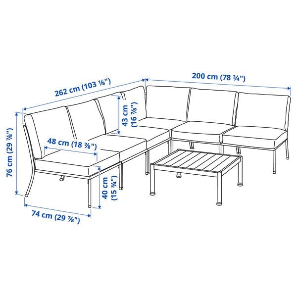 Ikea SEGERÖN - Garden furniture set, 5 places, outdoor white/Frösön/Duvholmen beige ,