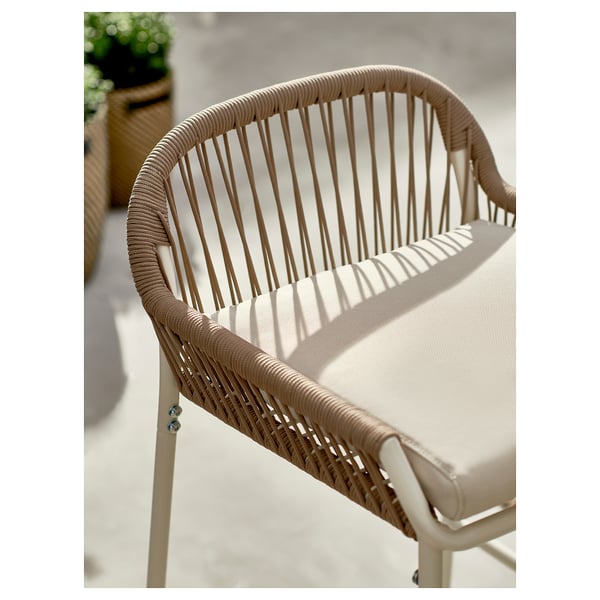 SEGERÖN - Outdoor bar stool, white/beige/Frösön/Duvholmen beige, 73 cm