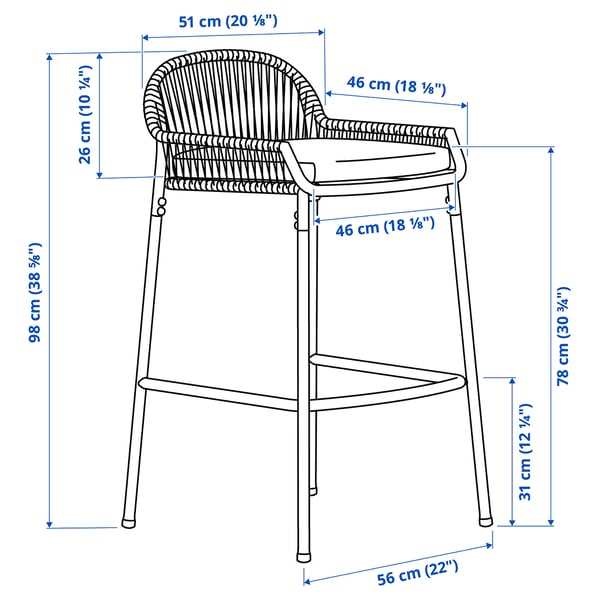 SEGERÖN - Outdoor bar stool, white/beige/Frösön/Duvholmen beige, 73 cm