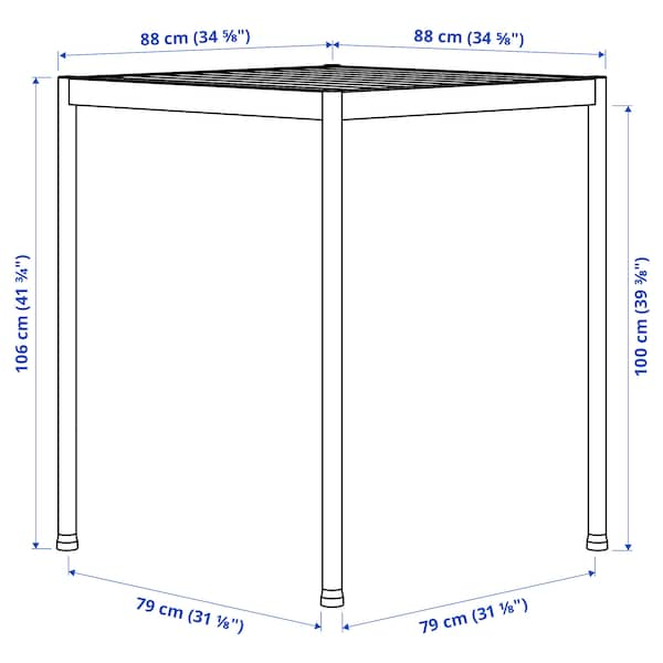 SEGERÖN - Bar table, outdoor, white/beige, 89x89 cm