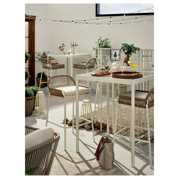 SEGERÖN bar table, outdoor, white/beige, 89x89 cm