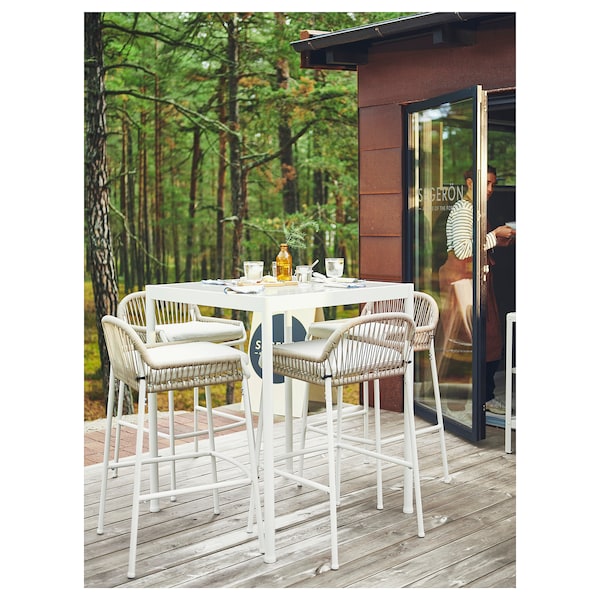 SEGERÖN - Bar table, outdoor, white/beige, 89x89 cm