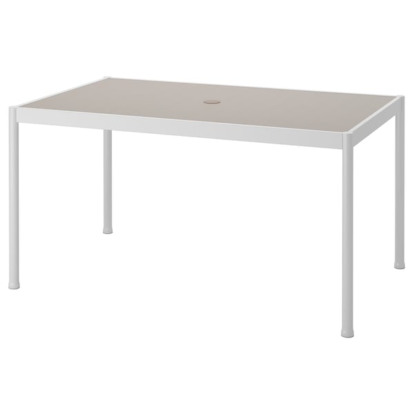SEGERÖN table, outdoor, white/beige, 91x147 cm