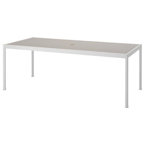 SEGERÖN table, outdoor, white/beige, 91x212 cm