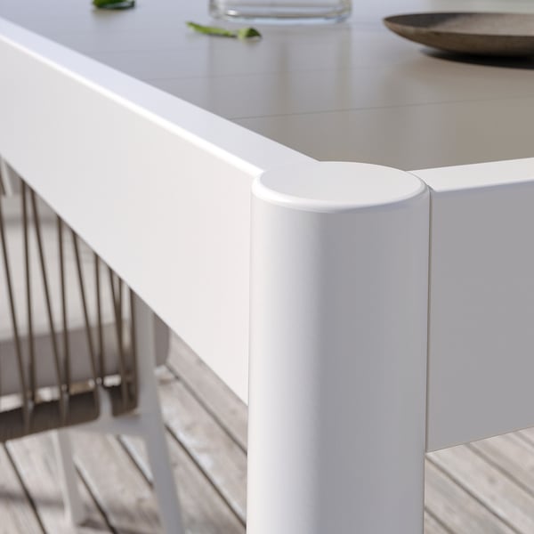SEGERÖN table, outdoor, white/beige, 91x212 cm