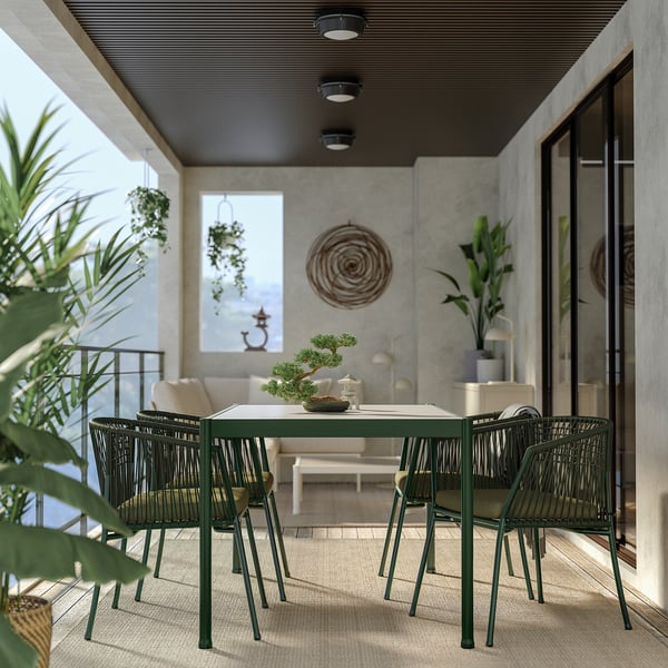 SEGERÖN table, outdoor, dark green/light grey, 91x147 cm
