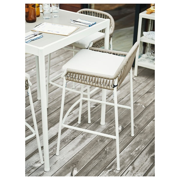 SEGERÖN - Table and 4 bar stools, outdoor white/beige/Frösön/Duvholmen beige ,