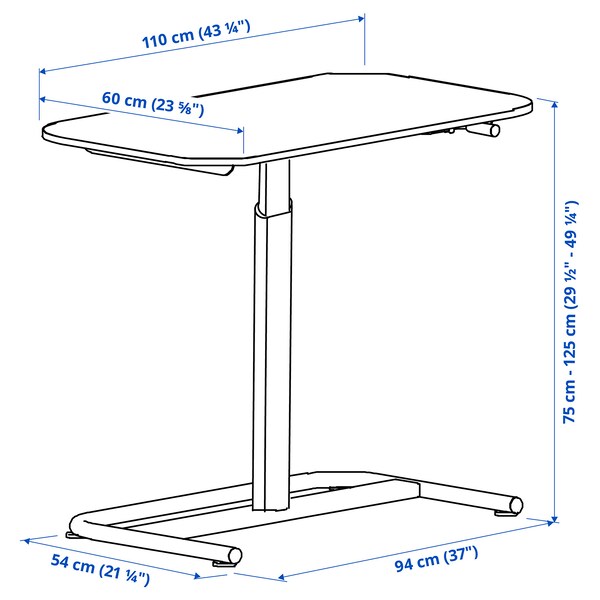 SEGRARE - Desk sit/stand, dark grey, 110x60 cm