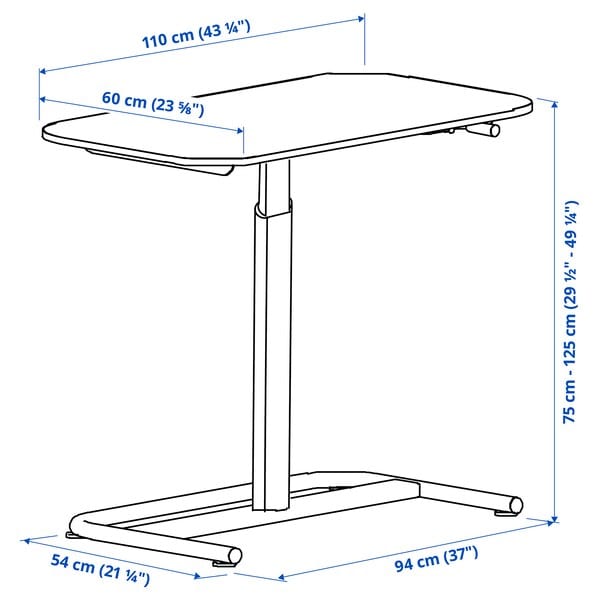 Ikea SEGRARE - Desk sit/stand, dark grey, 110x60 cm
